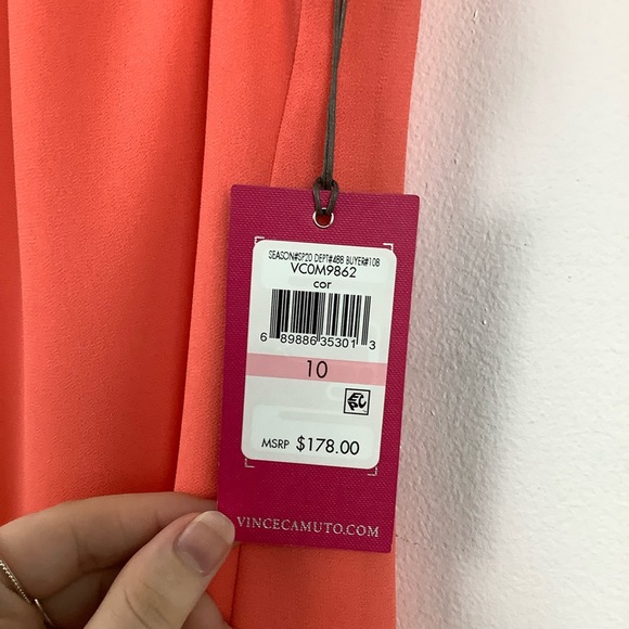 NWT Vince Camuto Sleeveless Ruffle Dress in Coral - Picture 6 of 6